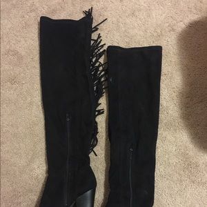 Over the knee suede boots